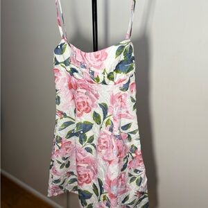 Hello Molly Floral Mini Dress - Pink and Green